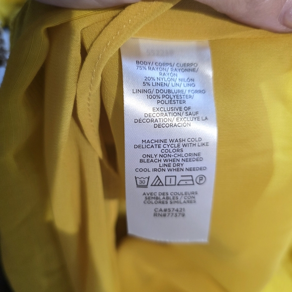 Ann Taylor Mustard Ruffle Sleeve Blouse EUC SP PTP 20 - EUC - Picture 5 of 5